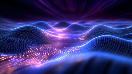 Abstract Waves of Light in Digital Space with Vibrant Colors