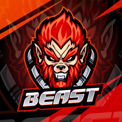 Beast head esport mascot logo design