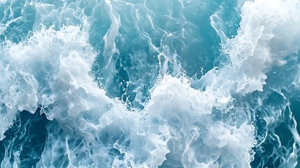 Fototapeta premium Ocean waves splashing, sea foam texture, water background, nature scene, ideal for website design.