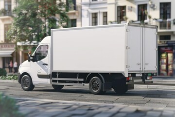 Flawless Image of Creative Box Truck Branding Mockup Back Side View
