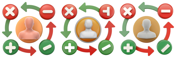 Human Silhouette Surrounded by Interactive Circular Buttons