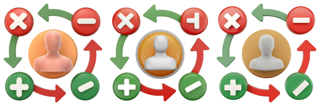 Human Silhouette Surrounded by Interactive Circular Buttons