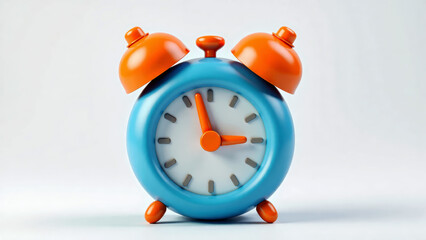 Alarm Clock with Oversized Bells and Sound Signals on White Background