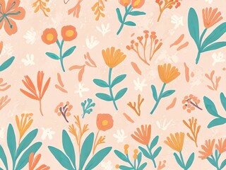 Peachy Floral Delight: A Vibrant Springtime Bloom Pattern