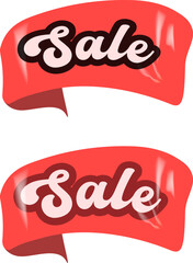 Red SALE sticker isolated on white. Price sale sticker, sale sticker, price tag, retro label, sale or discount sticker, promotional badge set, shopping label png