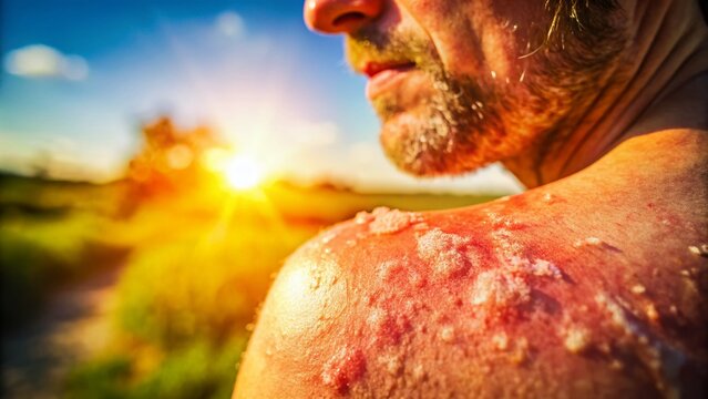 Sunburn Warning:  Bright Sunlight and Damaged Skin - Tilt-Shift Photo