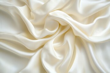 Obraz premium Soft creamy fabric folds elegantly on white background. Neural network AI generated