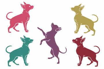 set of Chihuahua Silhouette vector illustration