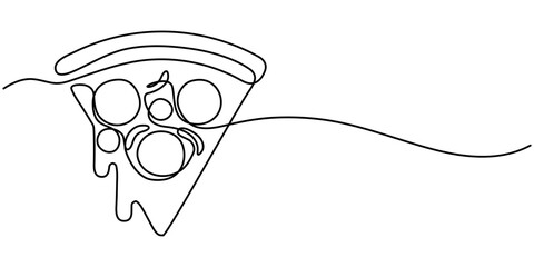 One Continuous Line Drawing of Pizza Icon. Single Line Vector Illustration, Whole traditional pizza in a box one line colored continuous drawing. Traditional italian fast food continuous one line. 