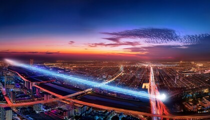 City lights create a mesmerizing backdrop.  