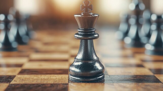 Chess Winner concept. Dramatic Chess Battle Conclusion in Cinematic Perspective