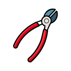Vector graphic of red handled pliers designed for cutting and gripping, ideal for mechanics and DIY enthusiasts in home repair projects