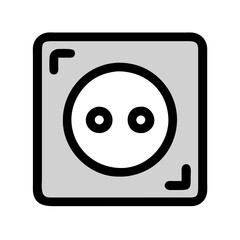 Vector icon depicting an electrical socket design for use in digital graphics and web applications in various layouts and styles