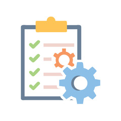 Obraz premium Vector icon representing task management with a checklist and gear symbol for efficient organization and productivity