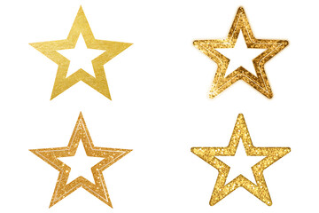 Obraz premium Glittering Golden Star with Intricate Patterns on White Background