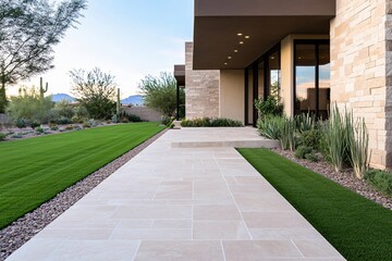 Fototapeta premium Modern house patio with landscaping