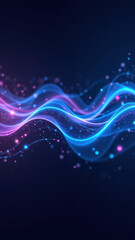 Obraz premium Dynamic digital display of cloud computing with vibrant colors and abstract shapes, representing technology, innovation, and data processing power.