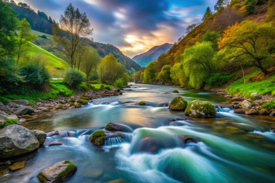 Soto de Agues whispers secrets in low light, as the Alba River's silk slides through.
