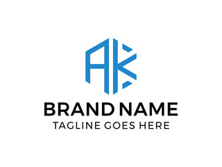 editable vector creative letter ak with hexagon symbol design illustration isolated on transparent background