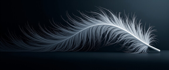 Obraz premium Desktop Wallpaper. Elegant White Feather on Dark Background