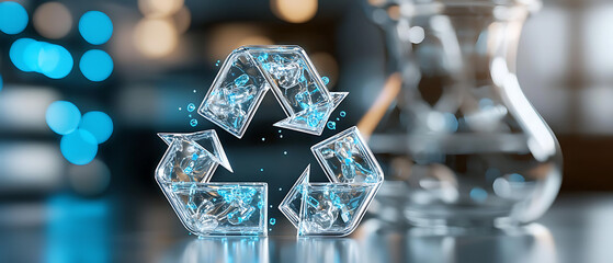 Recycling process demonstration laboratory graphic design modern environment close-up view eco-friendly concept