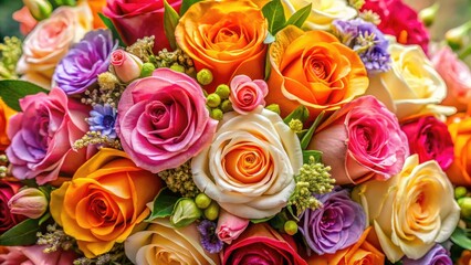 Fototapeta premium Stunning rose bouquets: a photographer's lens on colorful wedding floral arrangements.