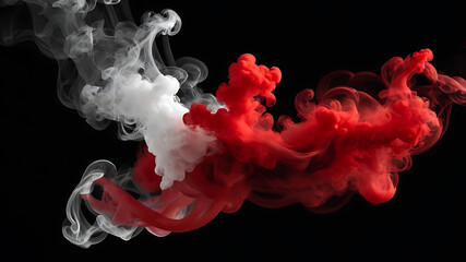 Dance of Red and White Smoke against dark background