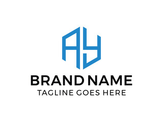 Obraz premium editable vector creative letter ay with hexagon symbol design illustration isolated on transparent background