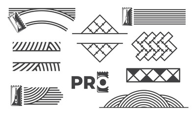 Tiling icons set isolated on white background. Vintage laying tiles template. Design elements. Vector illustration