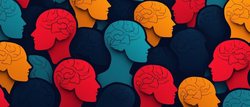 LGBTQ Infographics concept. Diverse Minds Uniting for Mental Health Awareness Through Vibrant Shapes and Patterns