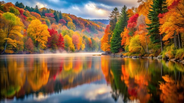 Western Massachusetts' Berkshire Hills ablaze in fall foliage: long exposures reveal the autumn's breathtaking beauty.