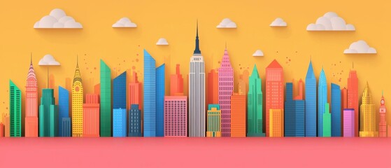 LGBTQ Infographics concept. Vibrant and Colorful Cityscape with Modern Skyscrapers and Architectural Landmarks in a Panoramic