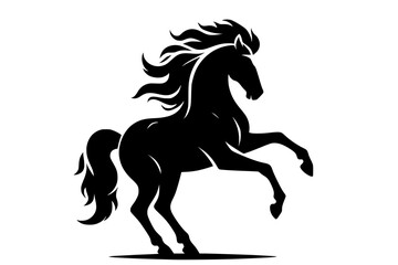 Generative AI: Black Silhouette of a Horse Vector
