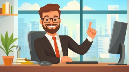 Home Loan Secured: Businessman Celebrating Mortgage Approval at the Bank Office