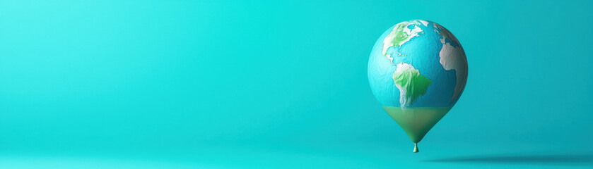 Livestock Farming Greenhouse Gas Emissions. A globe-shaped balloon floats against a turquoise background, symbolizing travel and exploration.