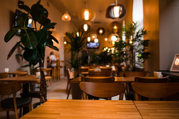 interior of the restaurant cafe table close-up