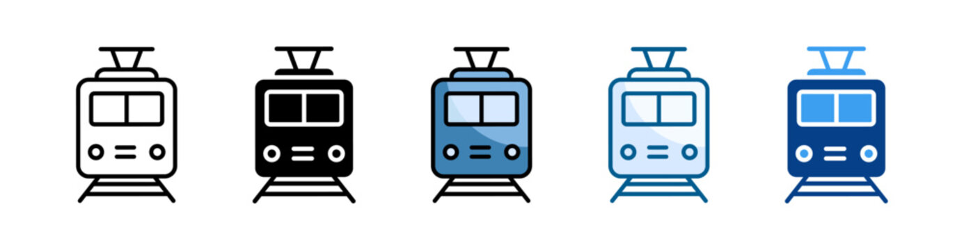 Tram Icon Set Multiple Style Collection