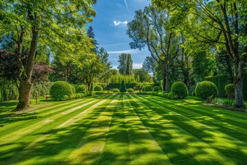 High Definition Image of Green Garden Lawn with Checkerboard Effect
