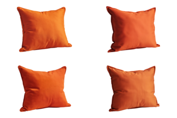 Vibrant Orange Square Pillow on White Background