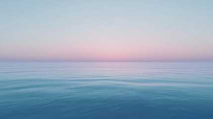 Fototapeta premium Tranquil sea horizon at dawn with gentle waves and pastel sky colors in serene coastal location