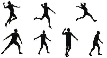 silhouette volleyball sports game fitness line art transparent background models