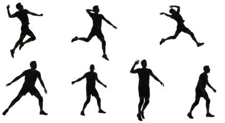 silhouette volleyball sports game fitness line art transparent background models