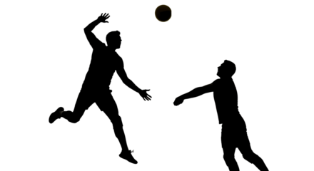 silhouette volleyball sports game fitness line art transparent background models