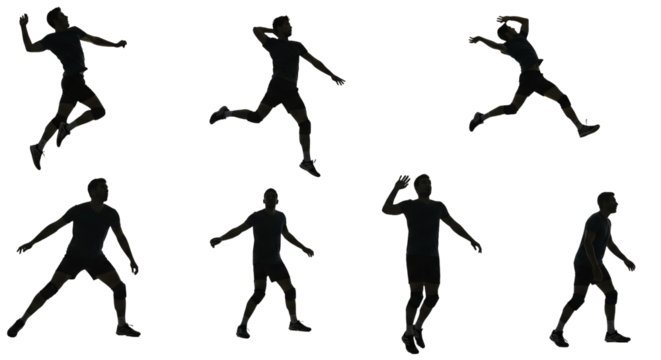 silhouette volleyball sports game fitness line art transparent background models