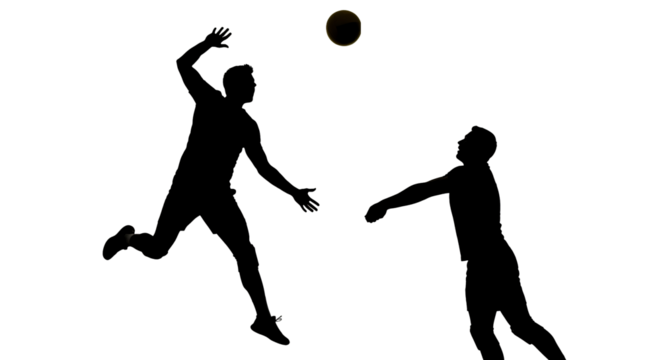 silhouette volleyball sports game fitness line art transparent background models