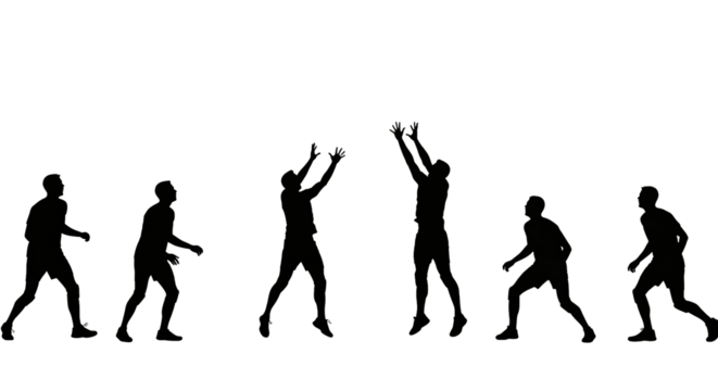 silhouette volleyball sports game fitness line art transparent background models - Powered by Adobe