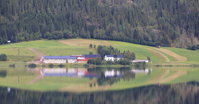 Beautiful agricultural area by Lake Eidsvatnet, Viken vestre in Tr&oslash;ndelag