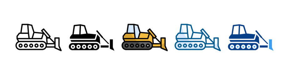 Bulldozer Icon Set Multiple Style Collection