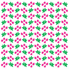 Pink & Green Floral Pattern Vector, Botanical Design with Natural Elements, Isolated on White Background for Decorative Use