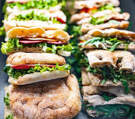Freshly prepared sandwiches sold in a fast food restaurant